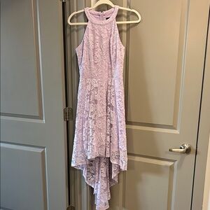 Elegant Lavender Lace Midi Dress